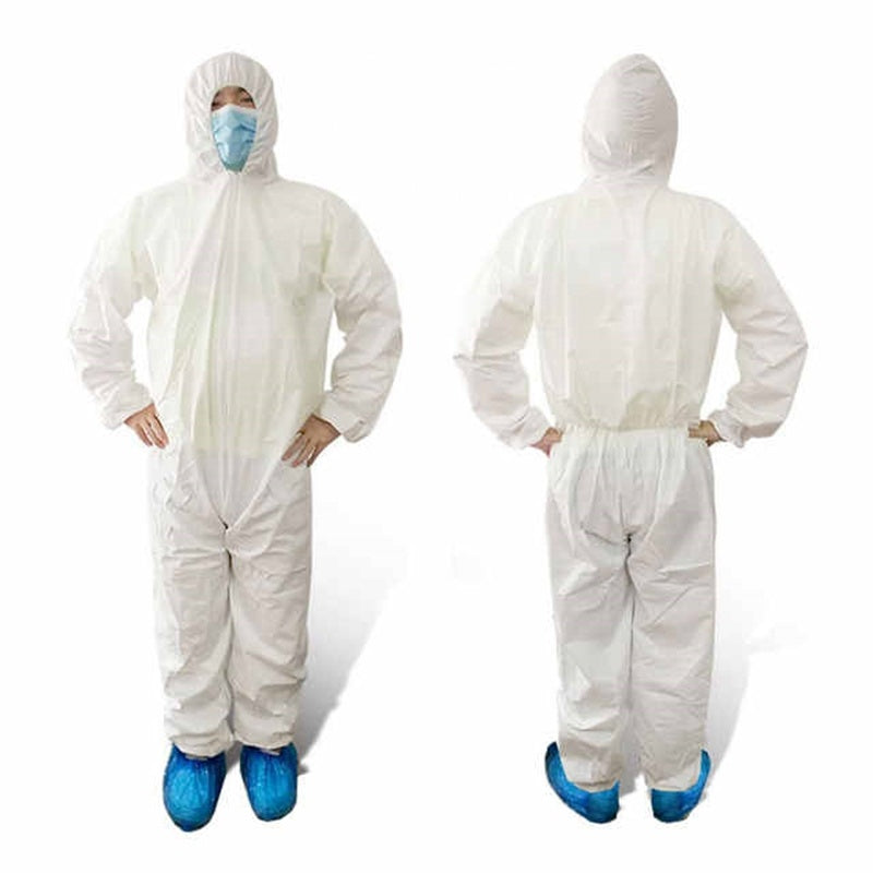 PPE Suit 60 GSM, Personal Protective Equipment Body Coverall suit with Attached Hood and Shoe Covers for Covid/Coronavirus and General Hospital Use