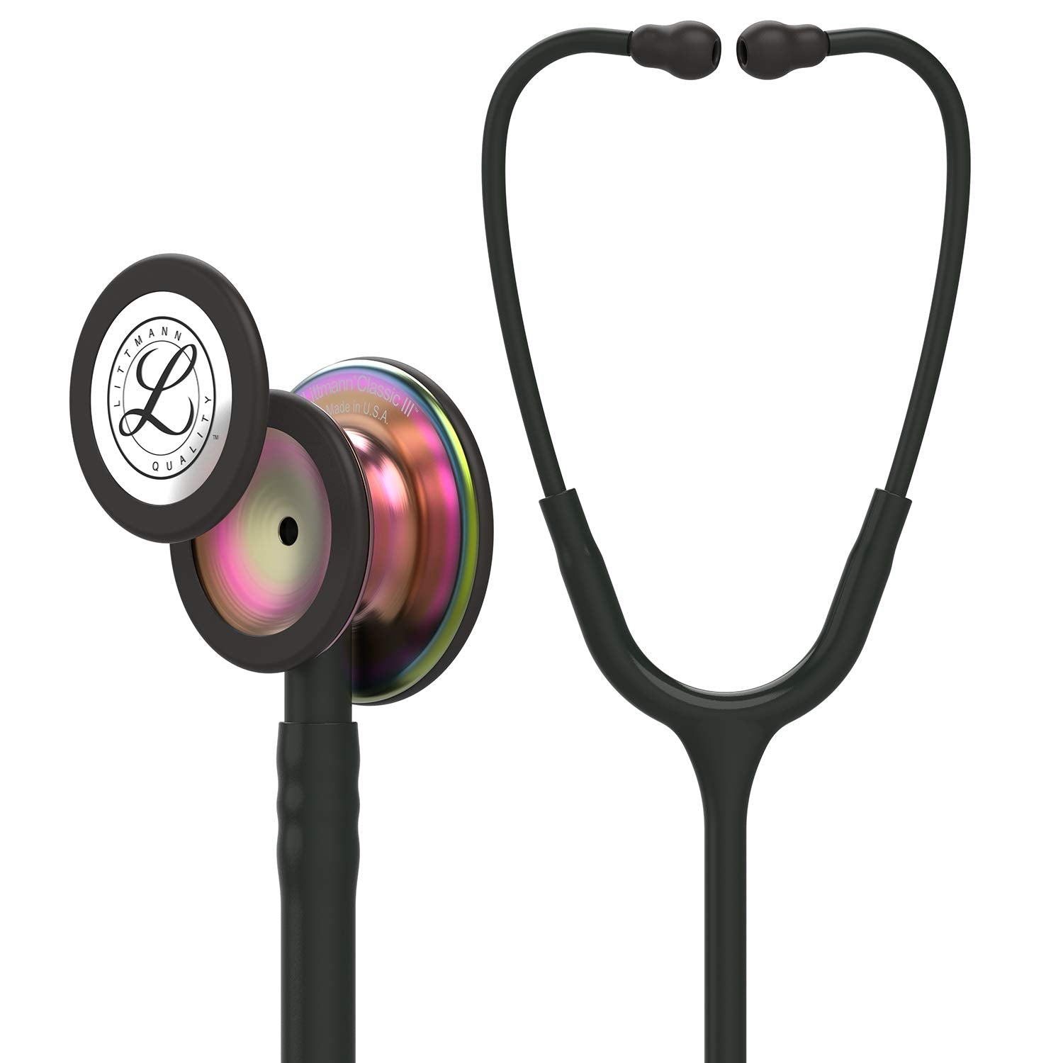 3M Littmann Classic III Stethoscope Special Black with Black and Rainbow Finish (5870)