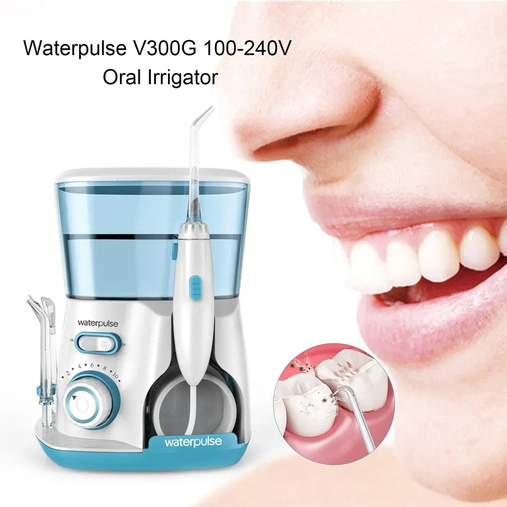 Waterpulse V300G 100-240V Oral Irrigator Water Jet Pick Dental Tooth Cleaner - light blue US plug