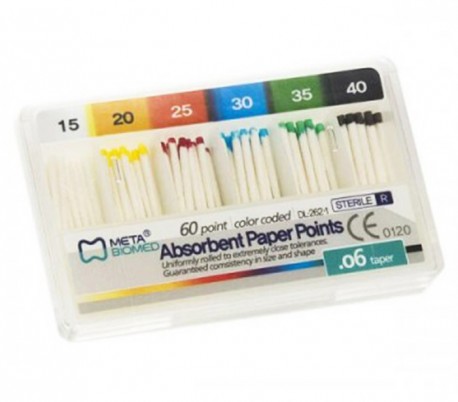 Meta-Biomed Absorbent Paper Points - Sterile .04 TAPER - Sterile .06 TAPER - 60 Pcs Per Pack