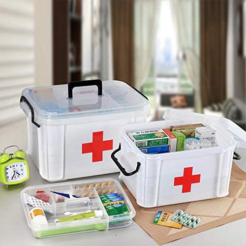Medicine Storage Box - 1St Aid Box - Medical 1st Aid Storage Box - Plastic Body First Aid Box - Family Medicine Box/Family Emergency Kit Storage Box