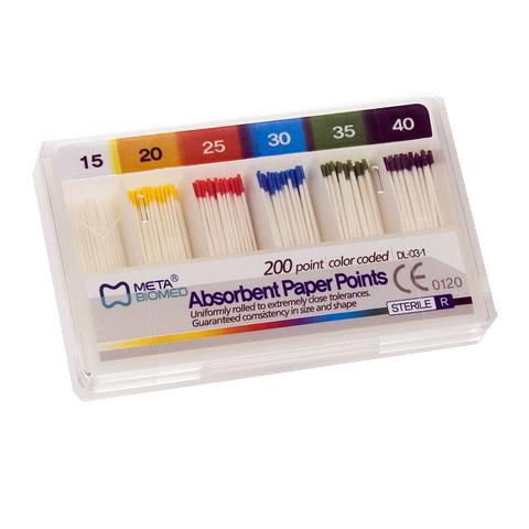 ABSORBENT PAPER POINTS - Meta BIOMED - 200 Pcs Per Pack - Meta Biomed Absorbent Paper points in Pakistan