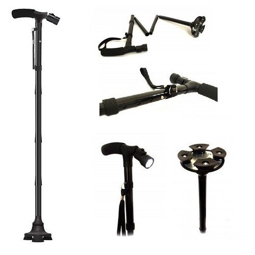 Trusty Cane - Sturdy Folding Walking Triple Head With Built in Lights - Foldable Walking Sticks in Pakistan